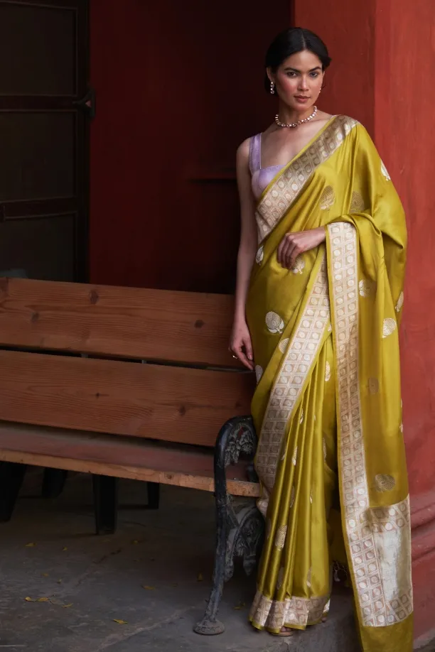 Ochre Glow Mashru Silk Saree