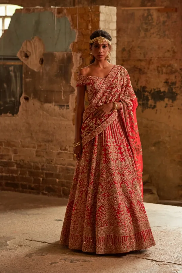 Bright Red Bridal Lehenga