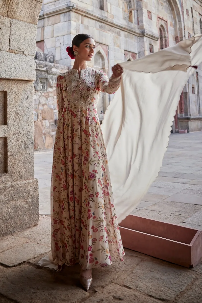 ivory anarkali dress Cream Ivory Chinon Wedding Anarkali Grace