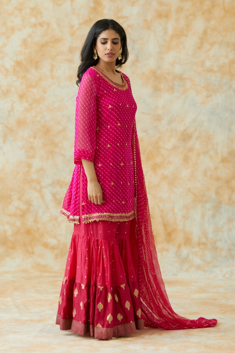 Buy Hot Pink Chiffon Sharara Suit For Women Online Frontierraas