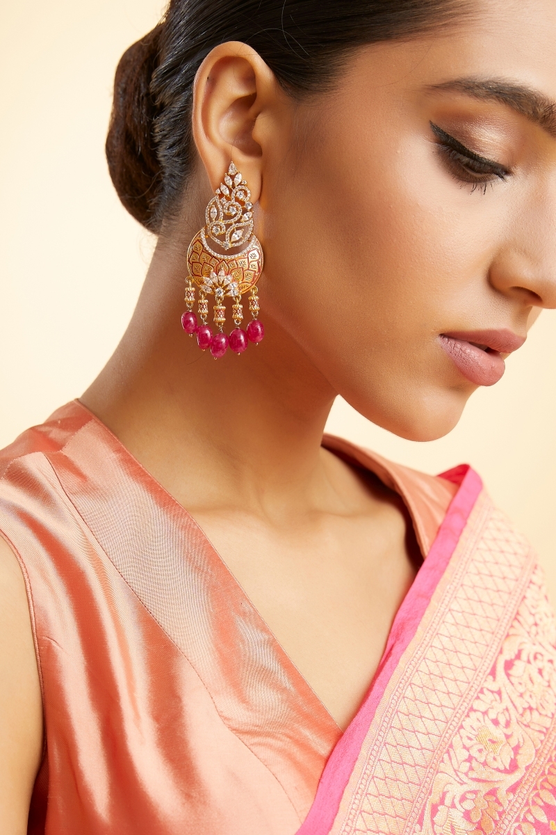 Update 123+ pink earrings for saree latest