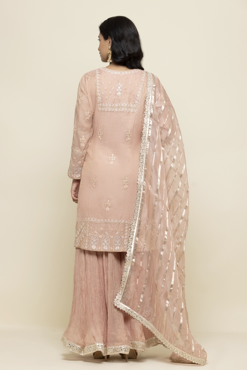 Spanish Pink Cotton Sharara Suit- Frontier Raas