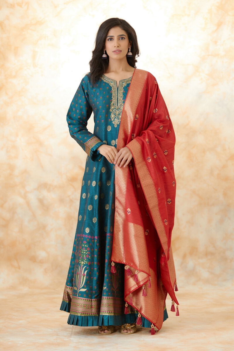 Silk anarkali online discount