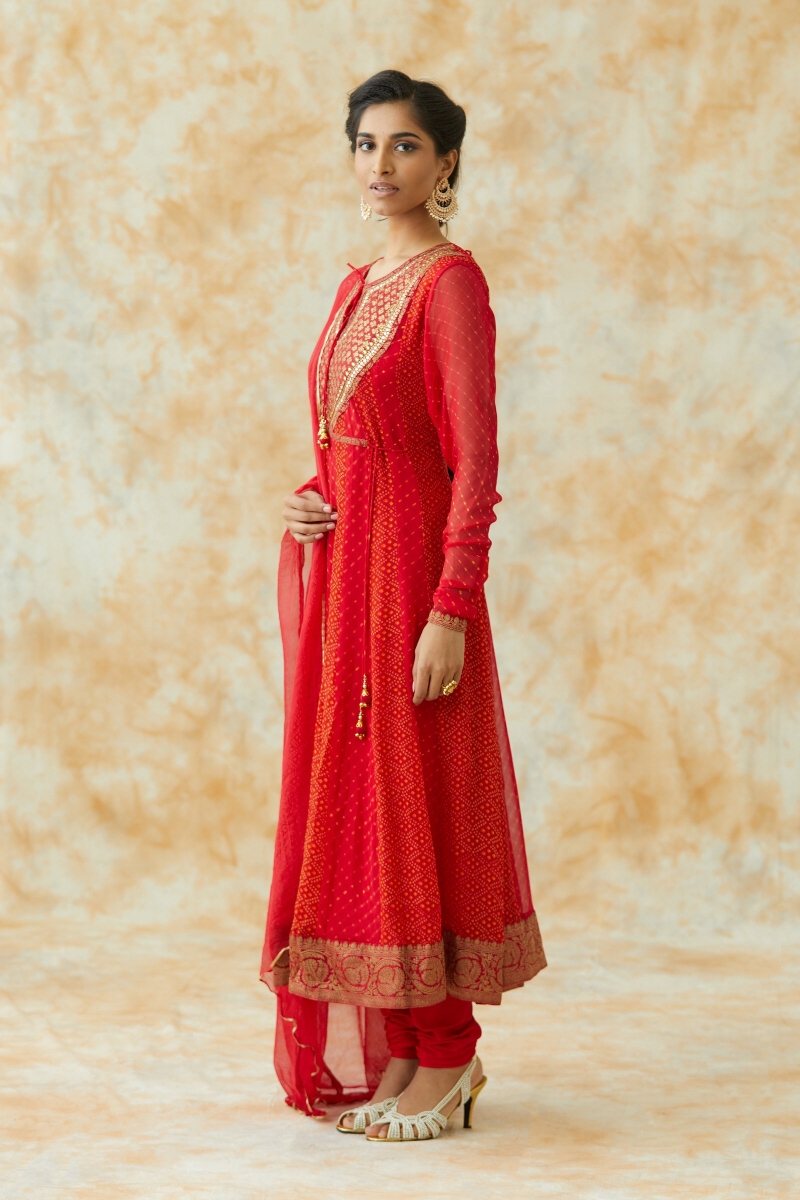 Lassa Cotton Ladies Red Bandhani Dress Material at Rs 265/piece in Rajkot