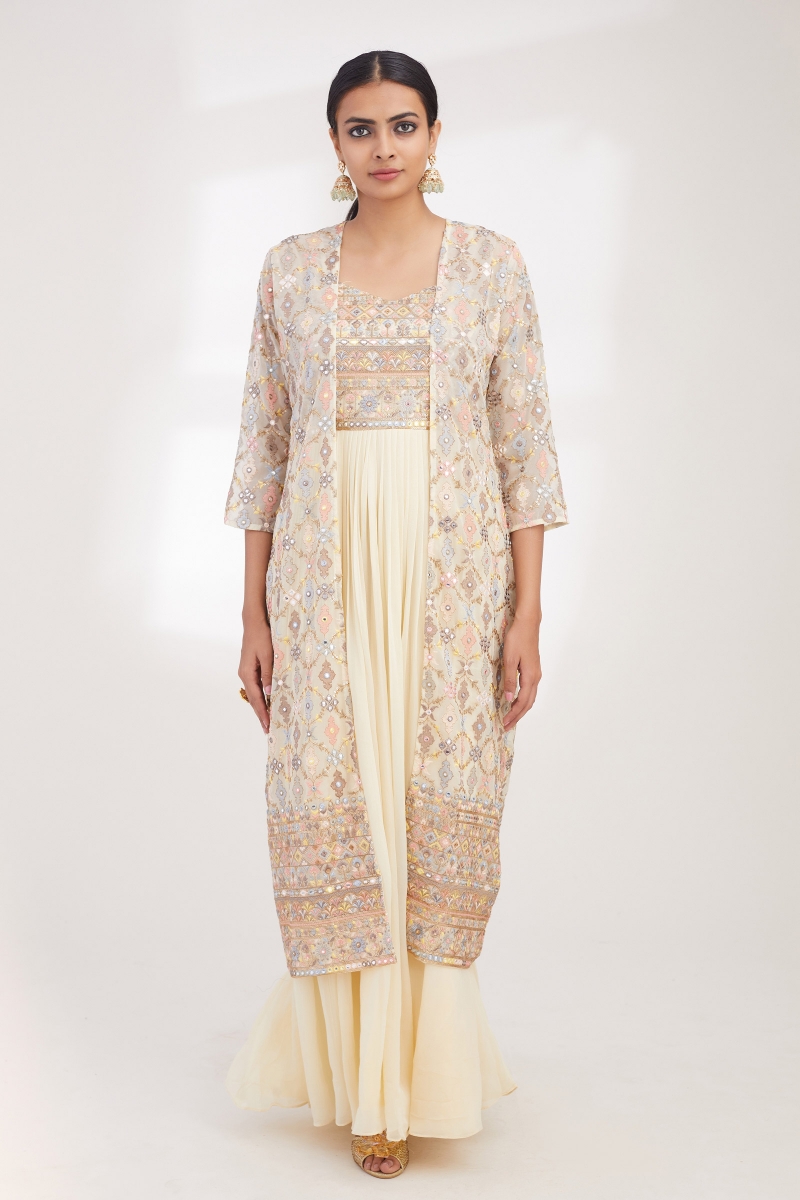 Buy Bombay Paisley by Westside Blue Tiered Dress With Jacket for Online @  Tata CLiQ
