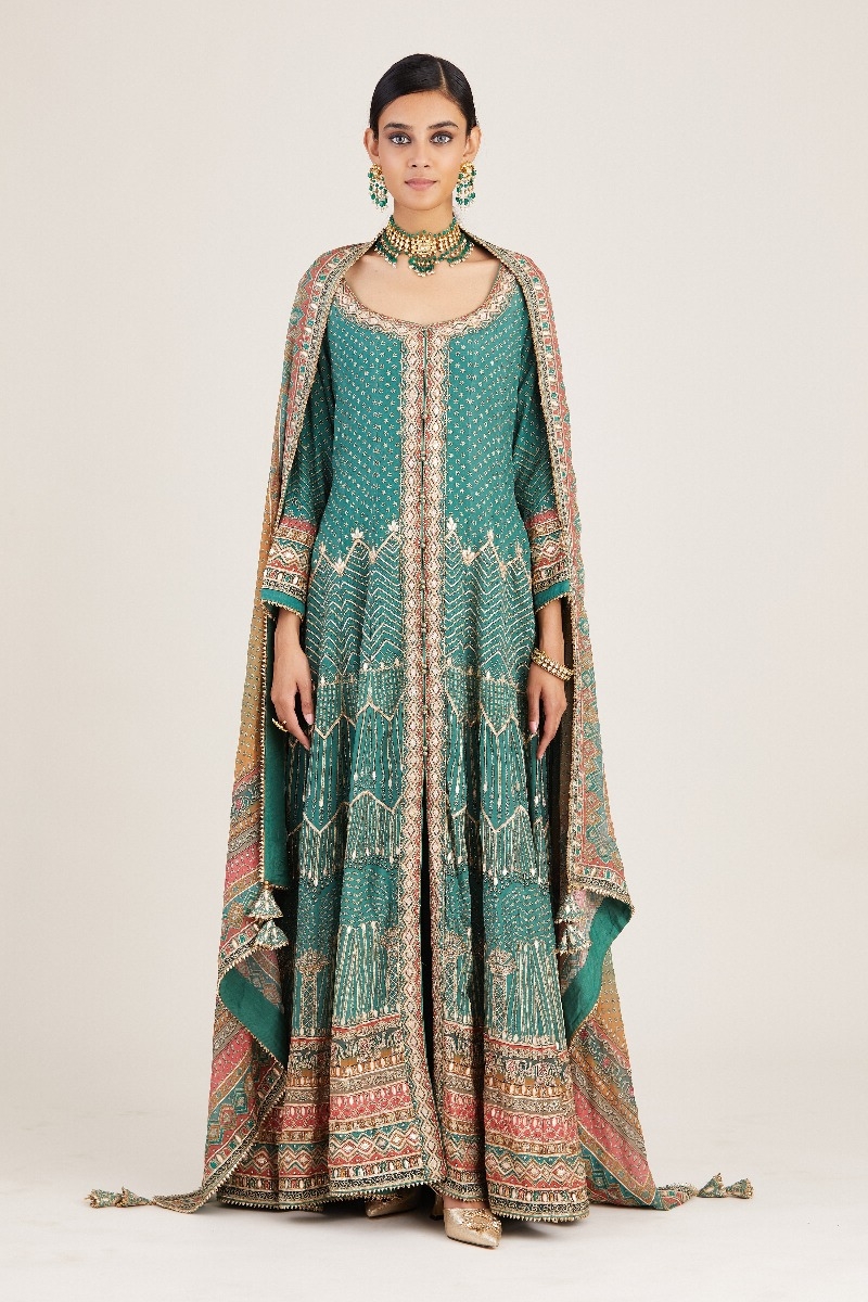 Blue Color Front Slit Style Embroidered Faux georgette Anarkali Pants  Salwar Suit - Divine International Trading Co - 3643231