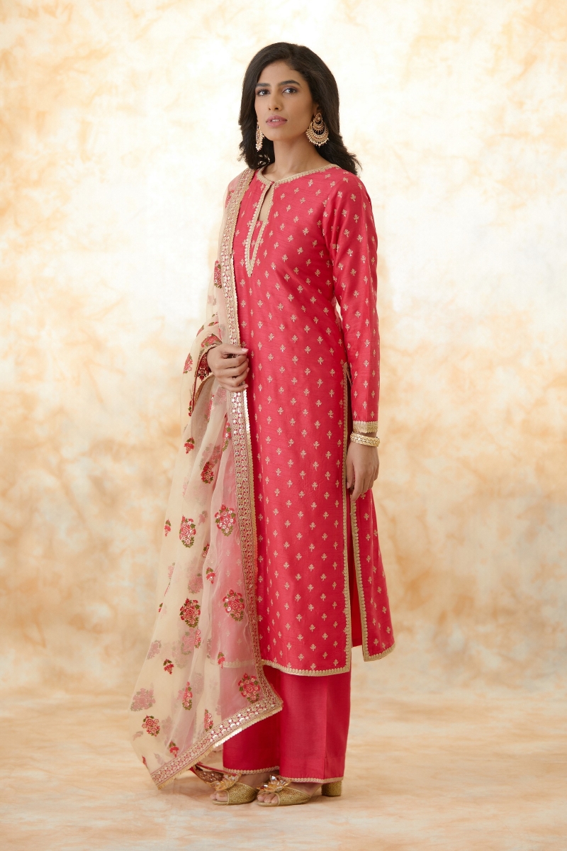 Buy Hot Pink Raw Silk Palazzo Suit For Women Online Frontierraas