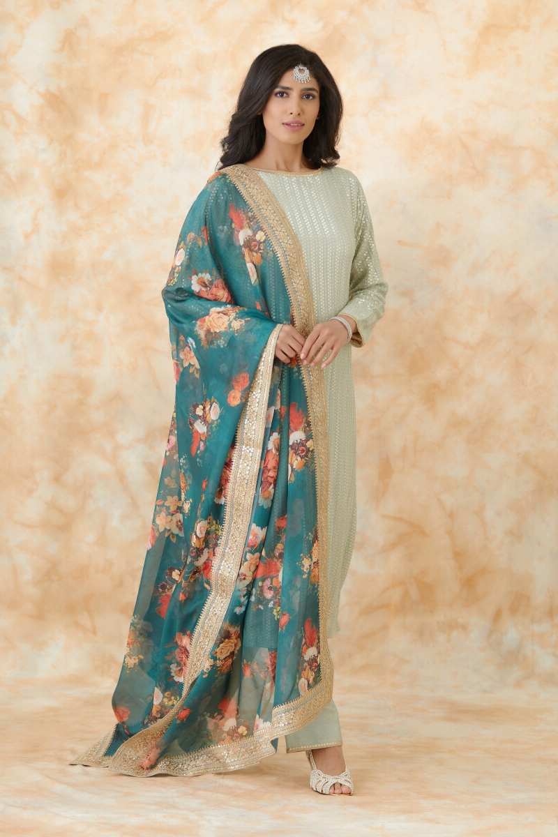 Buy Pista Green Palazzo Suit For Women Online Frontierraas