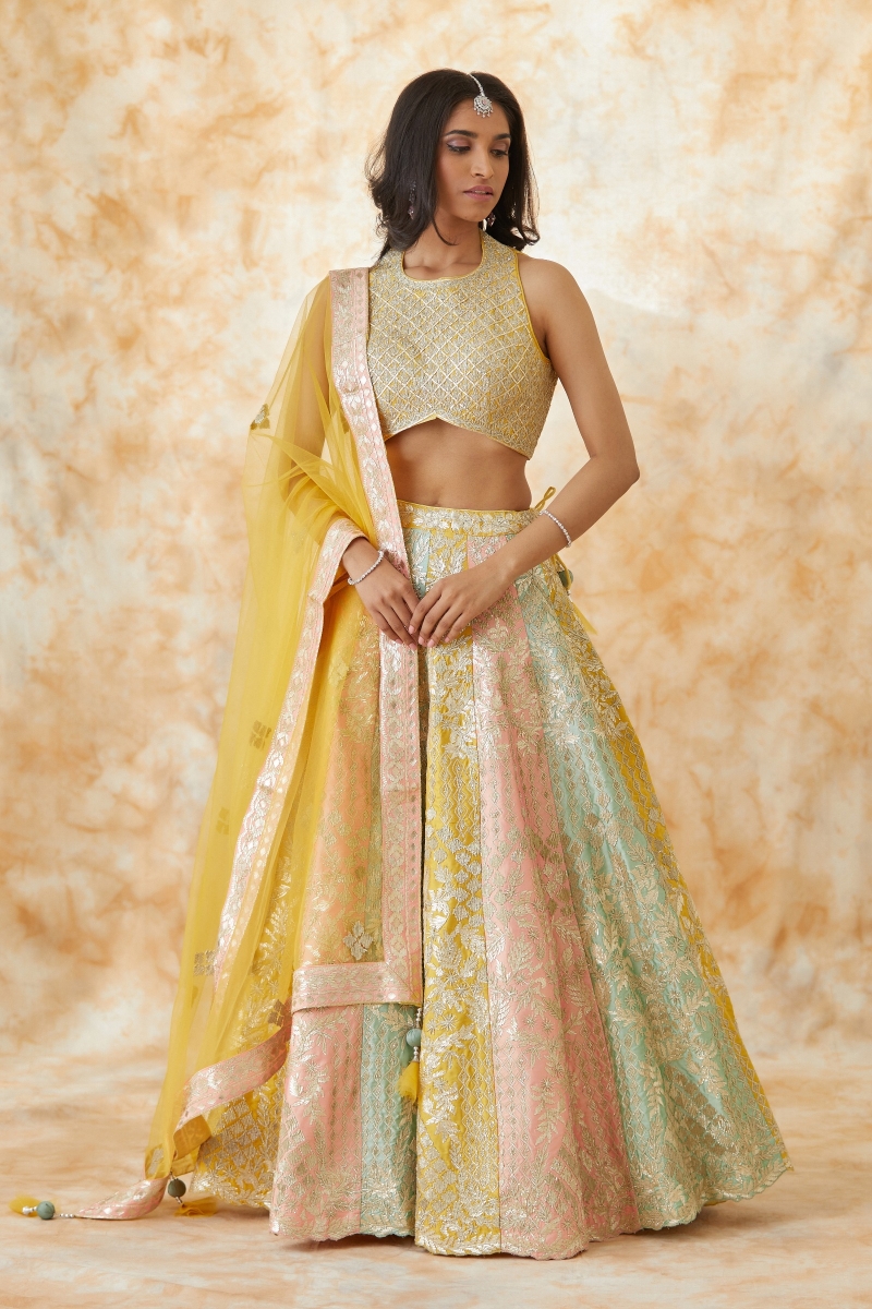 Buy Sublime Yellow Silk Lehenga For Women Online Frontierraas