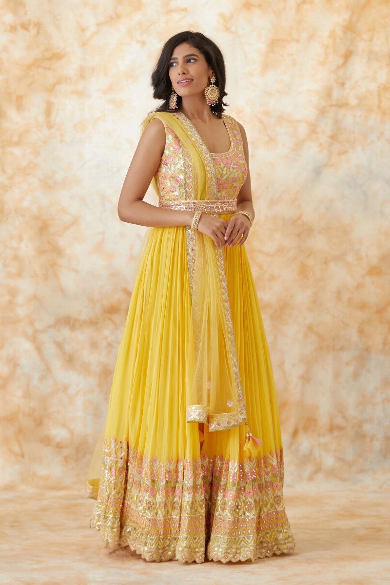 Yellow color hotsell anarkali dress