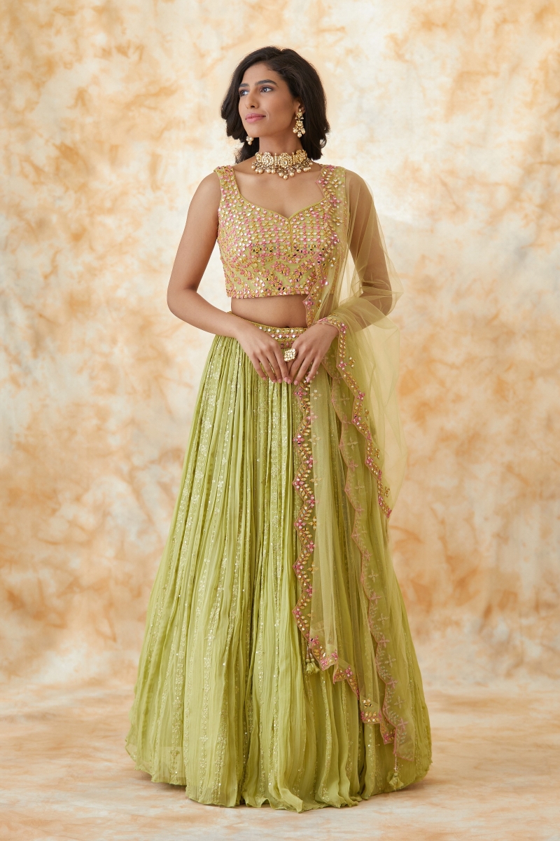 Green lacha dress hotsell