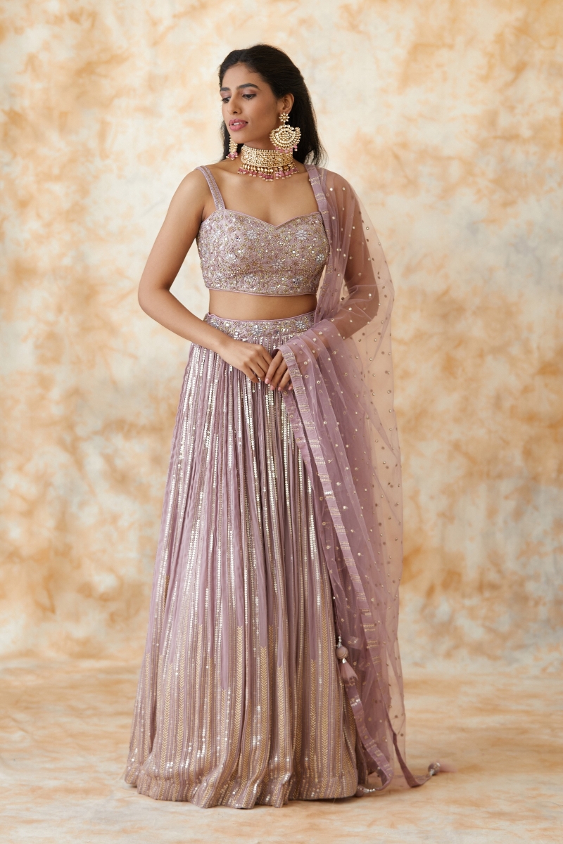 Buy Lilac Georgette Lehenga For Women Online Frontierraas