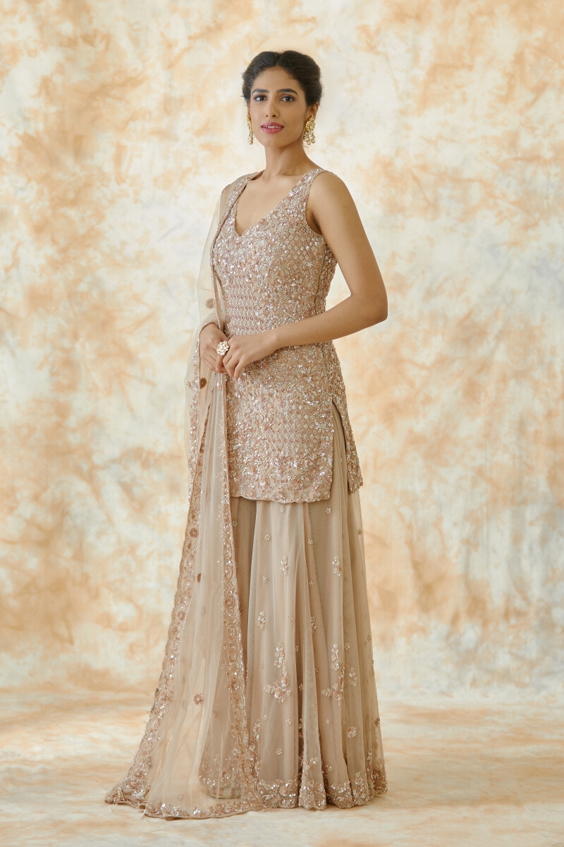 Golden plazo suit shop