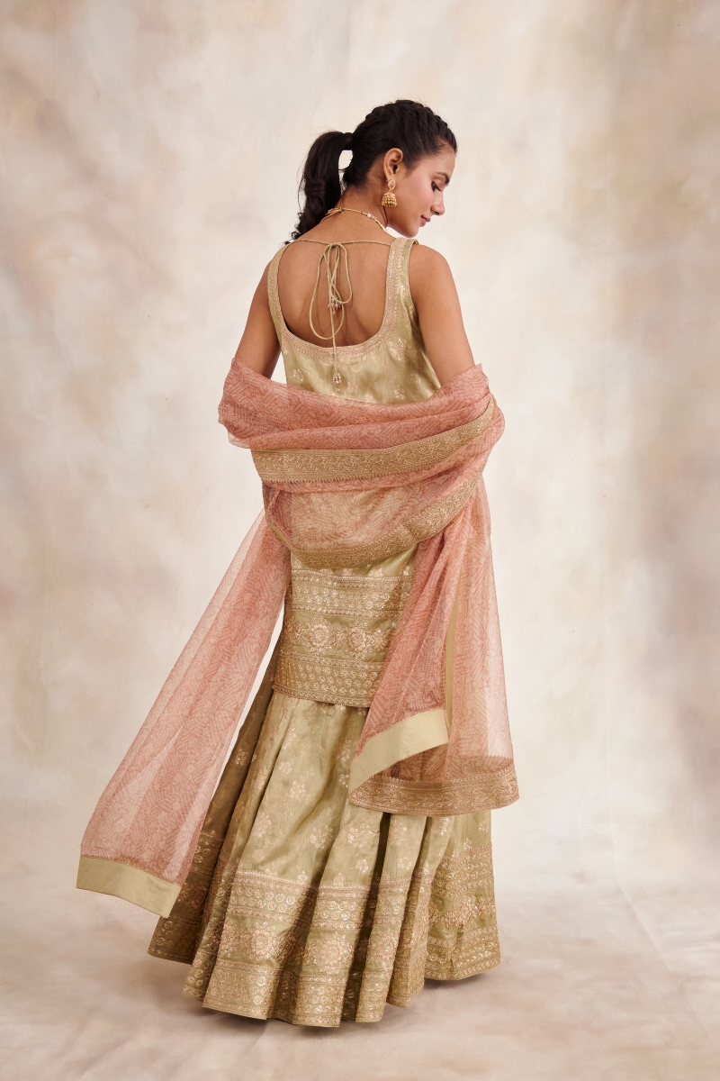 Jade Banarasi Silk Sharara Suit Set Frontier Raas