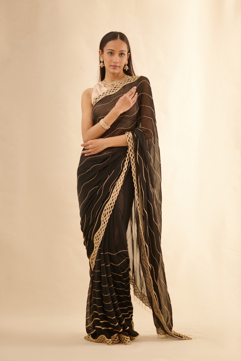 Georgette 2025 black saree