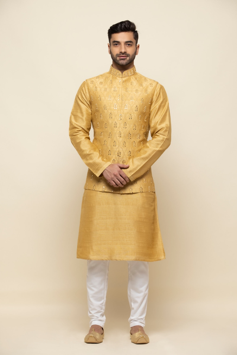 Mellow Yellow Silk Jacket Set Frontier Raas