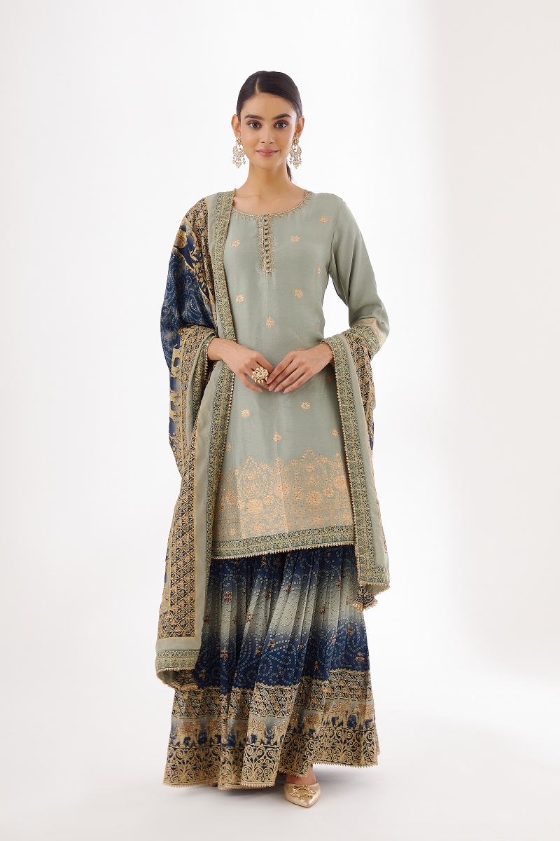 Powder Blue Garara Suit Frontier Raas