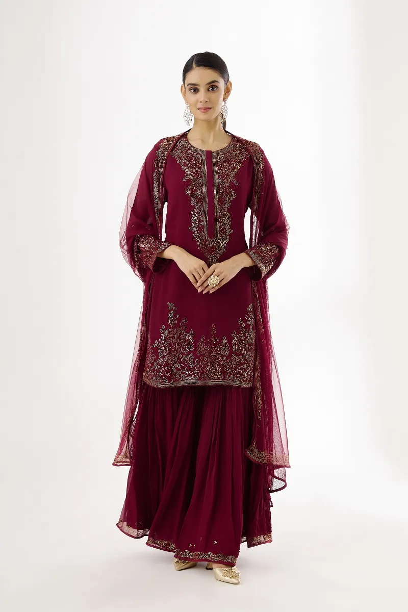 Rare,Maroon,Garara,Suit-,Frontier,Raas