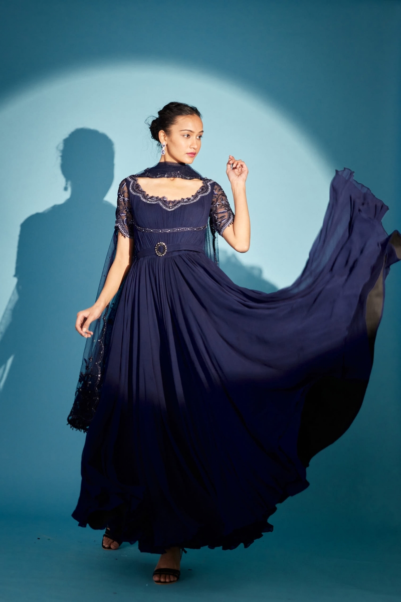 Midnight Blue Gown Frontier Raas