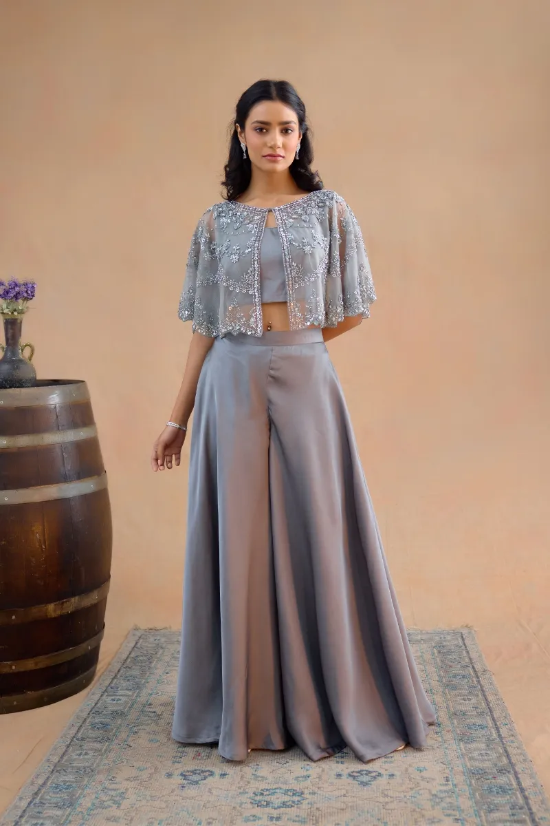 grey sharara dress Shop Online Grey Sharara Suit with Stone Work work LSTV07645