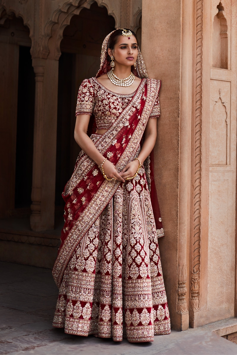 Maroon bridal lengha shop