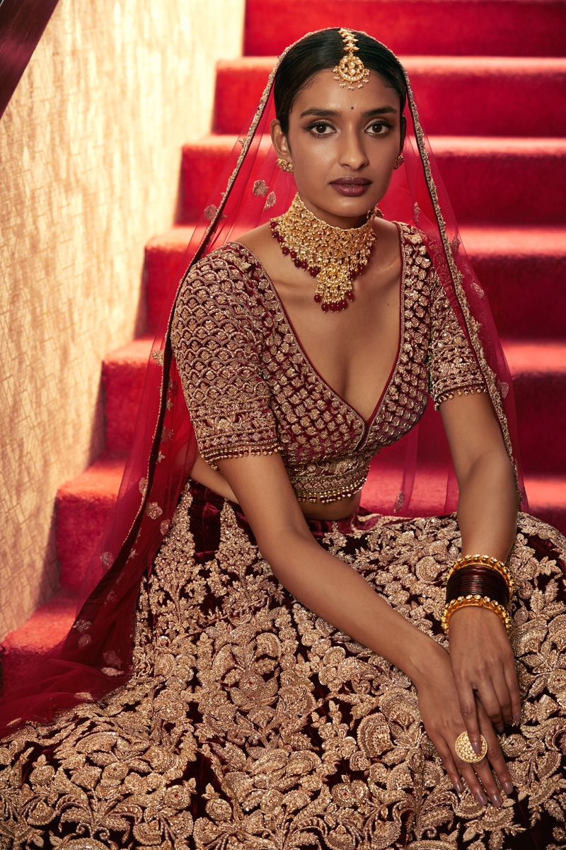 Wedding Lehengas Maroon Color Bangles Maroon Bridal Lehenga Choli