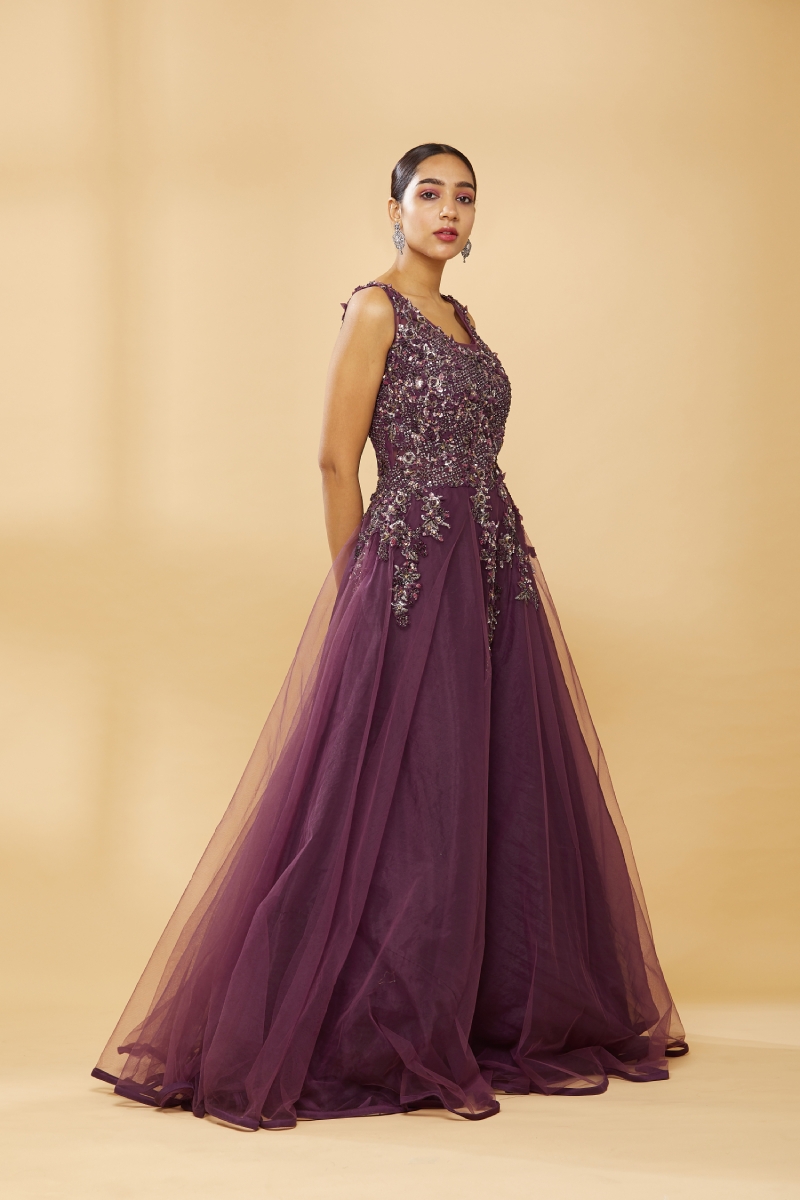 Latest Indo-Western Net Dresses and Gowns Online Shopping