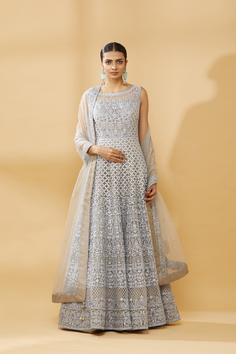 Embroidered Designer Party Wear Gown With Dupatta, Anarkali, Full Sleeves  at Rs 1499 in Surat
