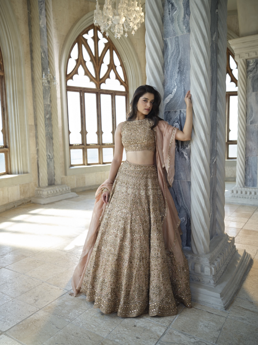 Champagne lehenga top