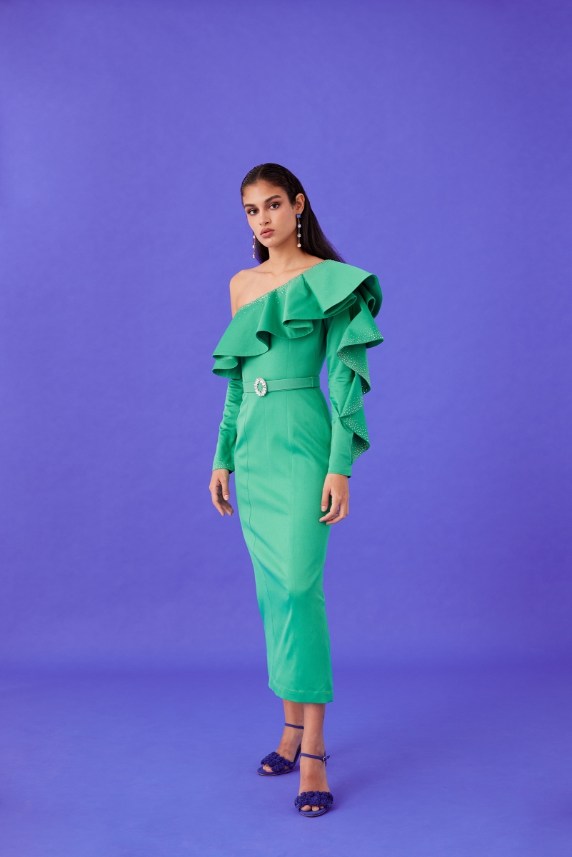 Zayda Green High Slit Corset Satin Gown – Miss Circle