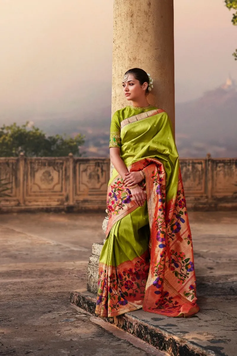 Pear Green Paithani Saree Frontier Raas Frontier Raas