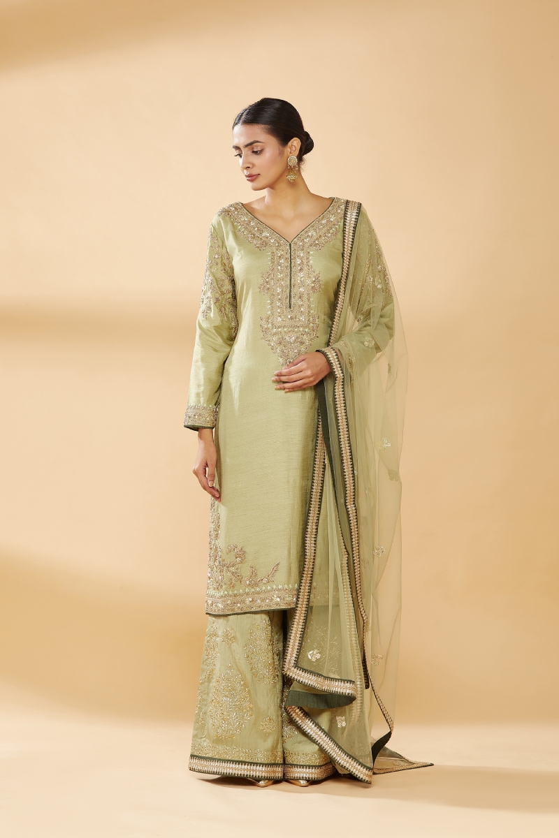 Silk Blend Embroidery Palazzo Pant Suit In Rani Pink Colour - SM4452233