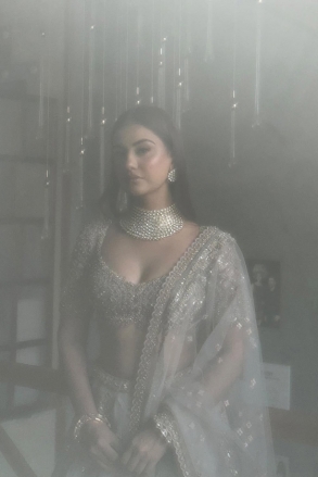 Ice grey organza Lehenga Set