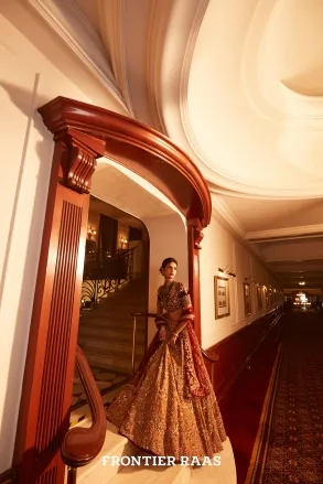 Dusky Mustard Organza Lehenga