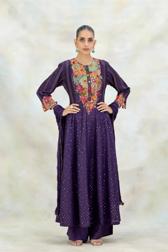 Royal Purple Silk Suit Set