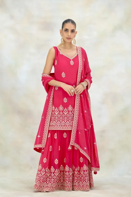 Fuchsia Pink Georgette Garara Set