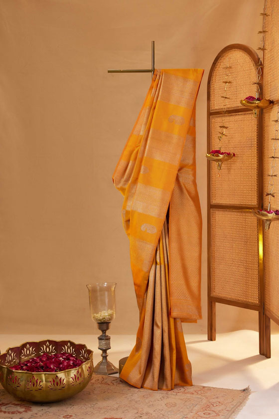 Mustard Kanjivaram Silk Saree