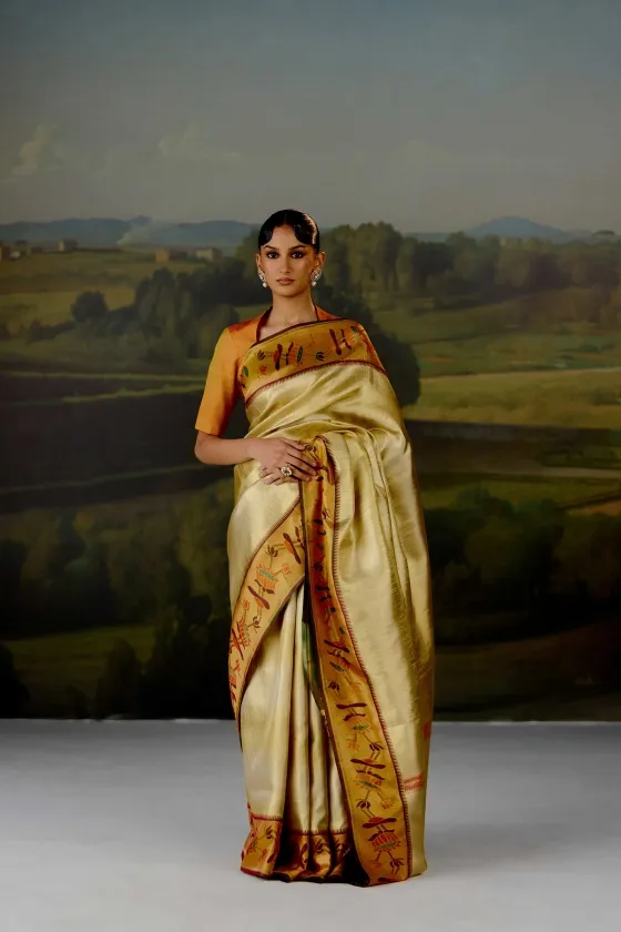 Gold Uppada Tissue Silk Saree
