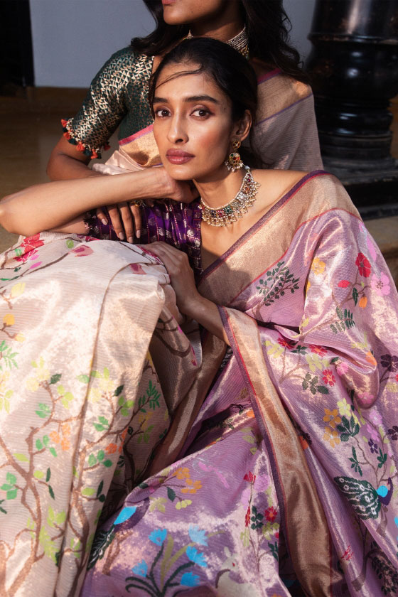 Rose Pink Kota Doria Silk Sari