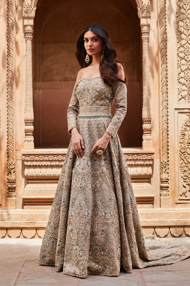 Buy Embroidered Trail Gown Online 