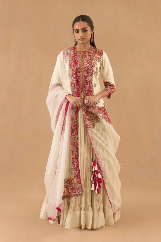 Ivory Tissue Silk Lehenga set