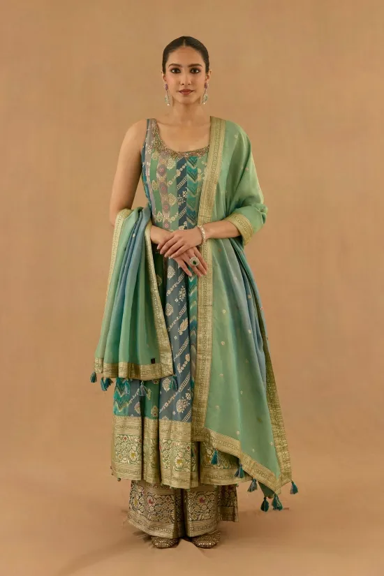 Sea Green Georgette Anarkali Set Sea Green Georgette Anarkali Set