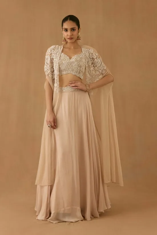 Soft Beige silk lehenga set Soft Beige silk lehenga set