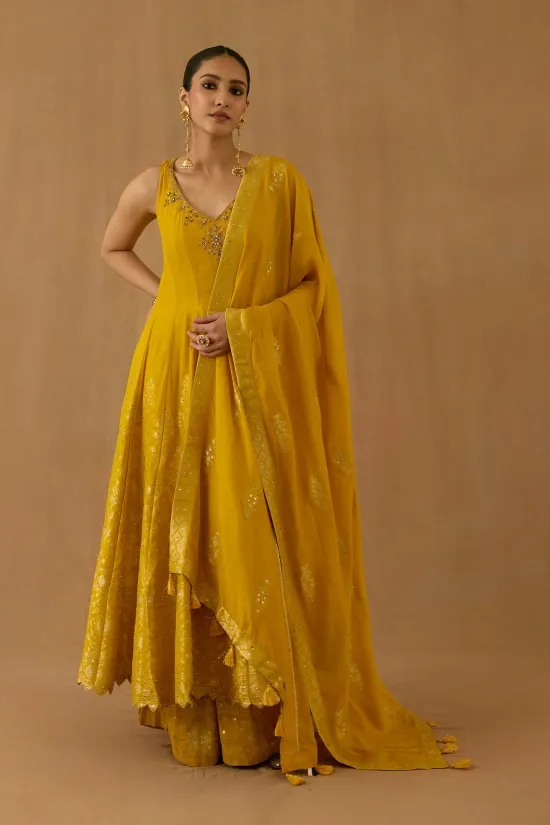 Marigold Georgette Anarkali set Marigold Georgette Anarkali set