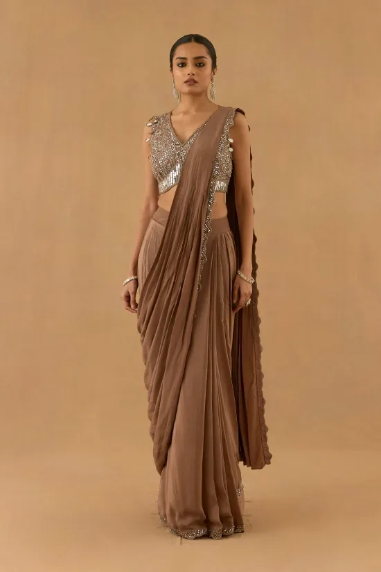 Mocha Brown Drape Saree Mocha Brown Drape Saree