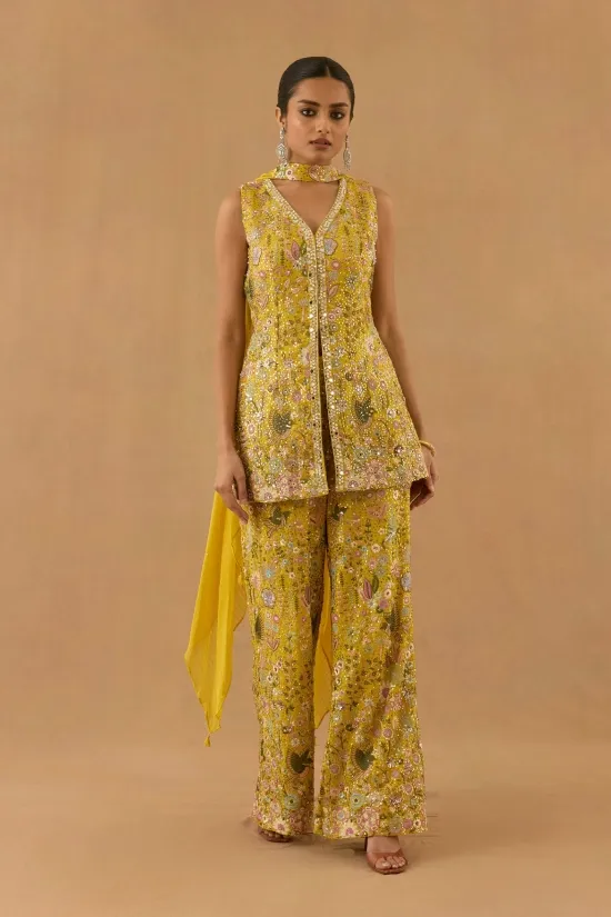 Mustard Yellow Georgette Sharara set Mustard Yellow Georgette Sharara set