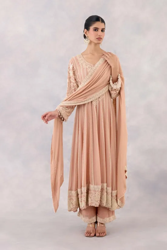 Peach Georgette Anarkali set