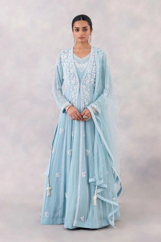 Powder Blue Georgette Anarkali set Powder Blue Georgette Anarkali set