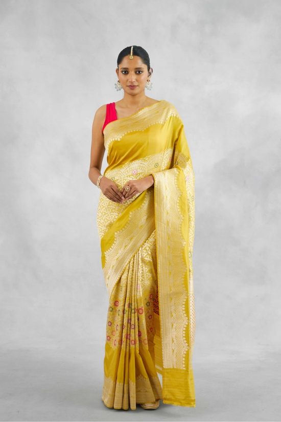 Sunrise Yellow Katan Silk Saree