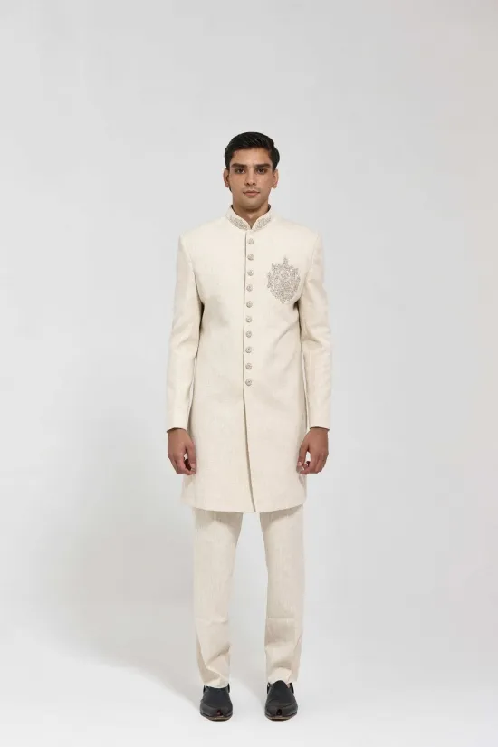 Beige Indo-western Jacket Set